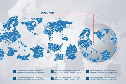 World country map with infographic concept and earth vector illustration