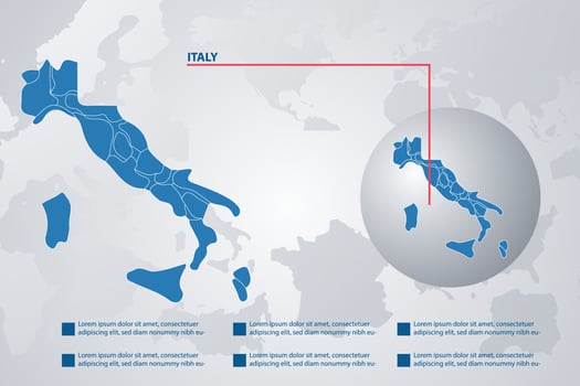 Italy country map with infographic concept and earth vector illustration