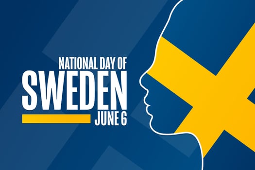 National Day of Sweden. June 6. Holiday concept. Template for background, banner, card, poster with text inscription. Vector EPS10 illustration.