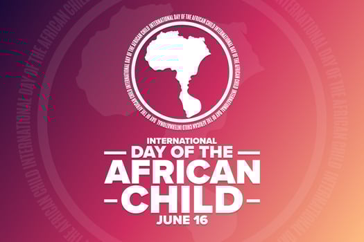 International Day of the African Child. June 16. Holiday concept. Template for background, banner, card, poster with text inscription. Vector EPS10 illustration.