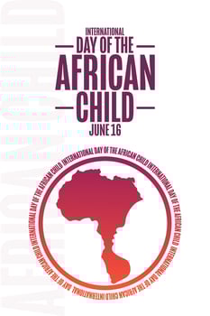 International Day of the African Child. June 16. Holiday concept. Template for background, banner, card, poster with text inscription. Vector EPS10 illustration.