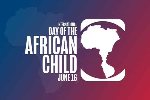 International Day of the African Child. June 16. Holiday concept. Template for background, banner, card, poster with text inscription. Vector EPS10 illustration.