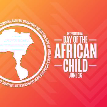 International Day of the African Child. June 16. Holiday concept. Template for background, banner, card, poster with text inscription. Vector EPS10 illustration.