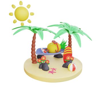 3D render design of a cute pineapple character for summer vacation png
