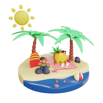 3D render design of a cute pineapple character for summer vacation png