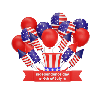 3d rendering Happy fourth of july american independence day png