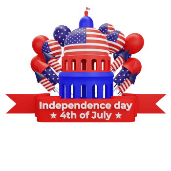 3d rendering Happy fourth of july american independence day png