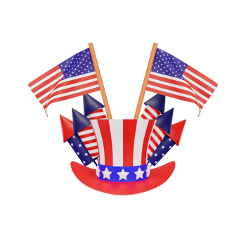 3d rendering Happy fourth of july american independence day png