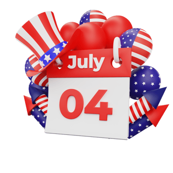 3d rendering Happy fourth of july american independence day png