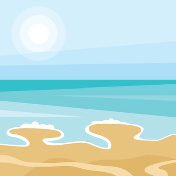 Sea Shore Vector Illustration, Isolated Background.