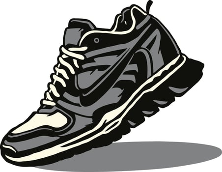 A drawing of a sport sneaker shoe with vintage style illusration vector