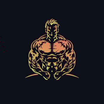 A logo for a bodybuilder with a black background vector