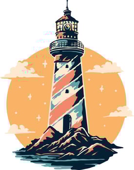 A lighthouse in the middle of the ocean vector