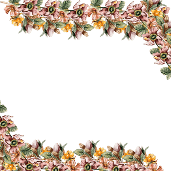 Flowers autumn square frame, border for card. Watercolor illustration for scrapbooking. Hand drawn background with flower for design. Perfect for wedding invitation. png