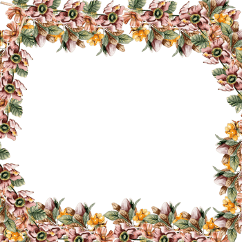 Flowers autumn square frame, border for card. Watercolor illustration for scrapbooking . Hand drawn background with flower for design. Perfect for wedding invitation. png