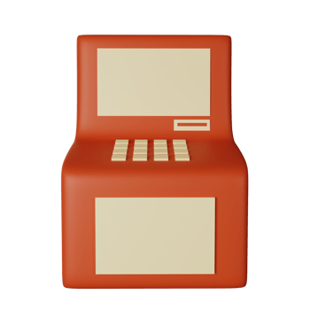3d icon atm isolated on transparent background png