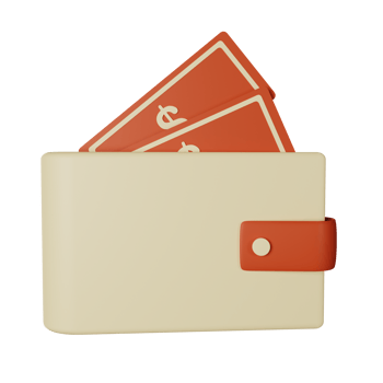 3d icon wallet isolated on transparent background png