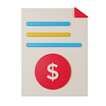 3d icon bill isolated on transparent background png