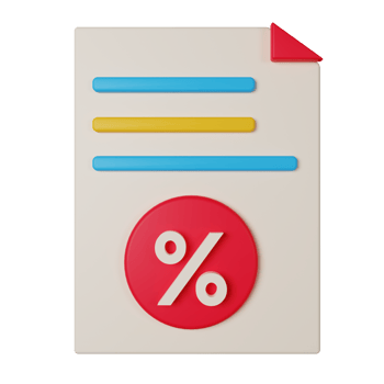 3d icon percentage isolated on transparent background png