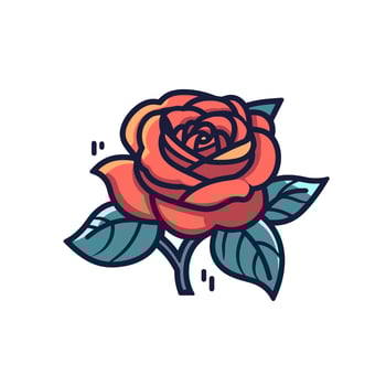 Flowers roses, red buds and green leaves. Isolated red rose. Vector illustration.