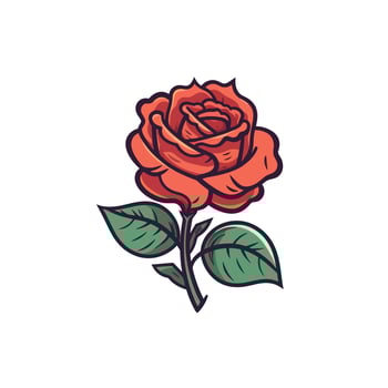 Flowers roses, red buds and green leaves. Isolated red rose. Vector illustration.