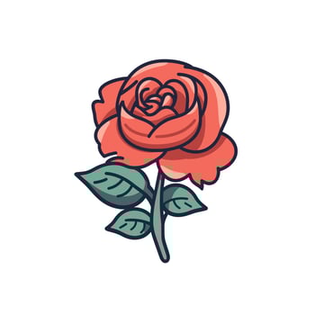 Flowers roses, red buds and green leaves. Isolated red rose. Vector illustration.