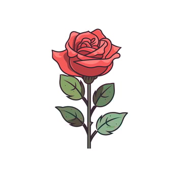 Flowers roses, red buds and green leaves. Isolated red rose. Vector illustration.