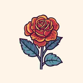 Flowers roses, red buds and green leaves. Isolated red rose. Vector illustration.