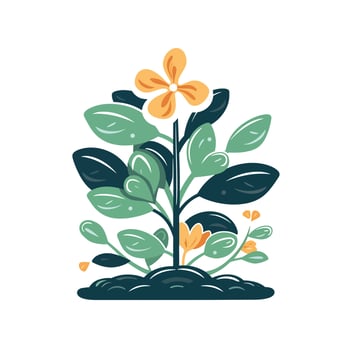 Decorative flower icons in flat style. Spring plant silhouette collection. Floral clipart illustration vector