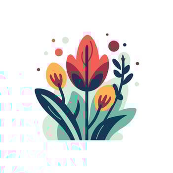 Decorative flower icons in flat style. Spring plant silhouette collection. Floral clipart illustration vector