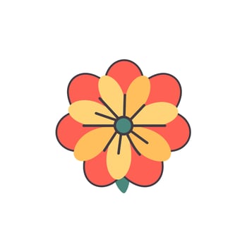 Decorative flower icons in flat style. Spring plant silhouette collection. Floral clipart illustration vector