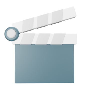 3d icon clapperboard isolated on transparent background png