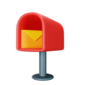 3d icon letter box isolated on transparent background png