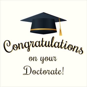 Congratulations Doctor. Wishing for completing Phd in White Color Background Vector