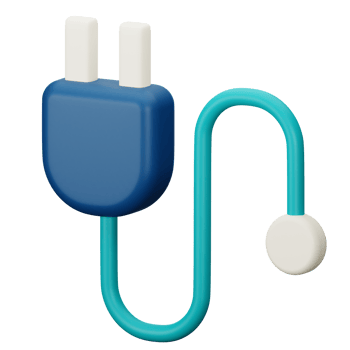 3d icon plug isolated on transparent background png