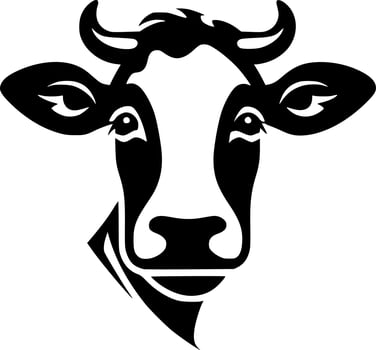 Cow, Black and White Vector illustration