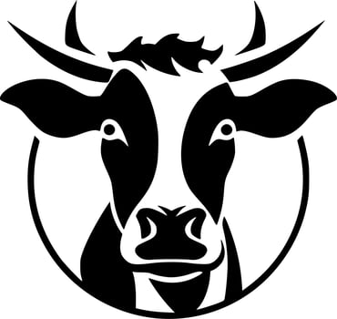 Cow - Black and White Isolated Icon - Vector illustration