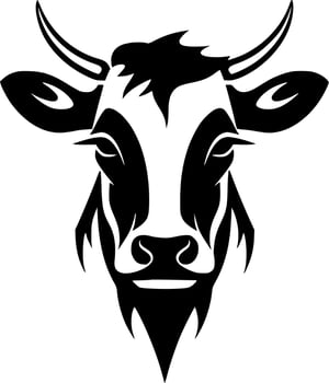 Cow - Black and White Isolated Icon - Vector illustration