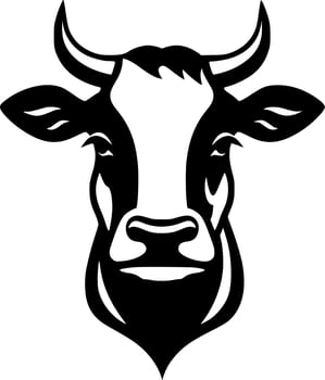 Cow, Black and White Vector illustration