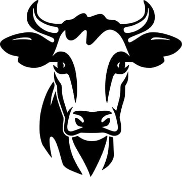 Cow, Black and White Vector illustration