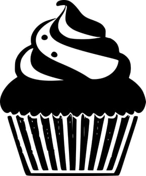 Cupcake, Black and White Vector illustration