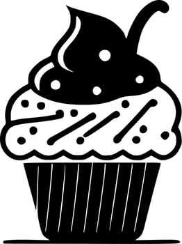Cupcake - Black and White Isolated Icon - Vector illustration