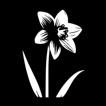 Daffodil - Black and White Isolated Icon - Vector illustration