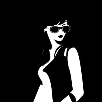 Fashion Girl, Minimalist and Simple Silhouette - Vector illustration
