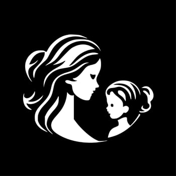 Mother - Black and White Isolated Icon - Vector illustration
