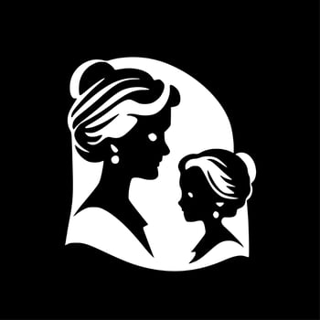 Mother, Black and White Vector illustration