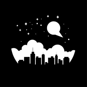 Night Sky - Black and White Isolated Icon - Vector illustration