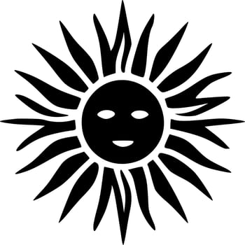 Sun, Black and White Vector illustration