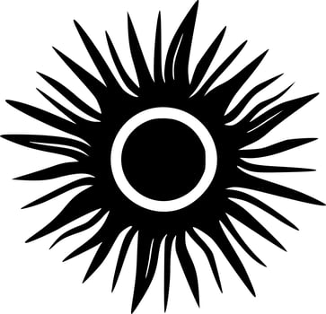 Sun, Black and White Vector illustration