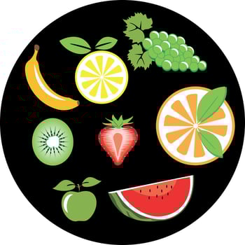 Fruits Vector Clip Art, Isolated Background.